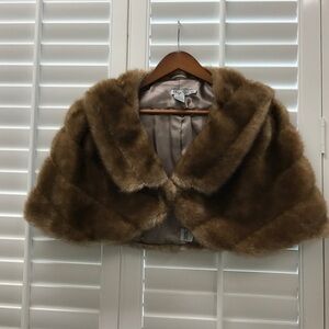Eliza J Tan Faux Fur Cape